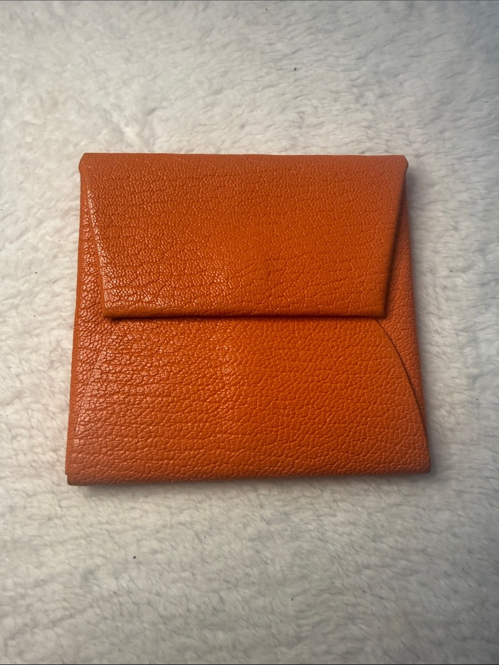 Hermes Bastia Chevre Mysore Orange Poppy Wallet/Coin Case with CoA